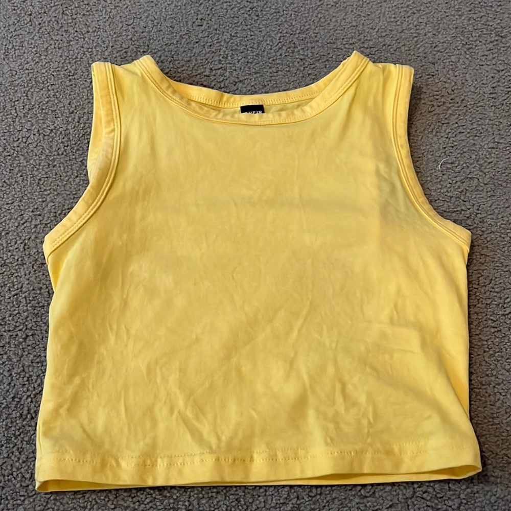 yellow shien cropped tank top size xs